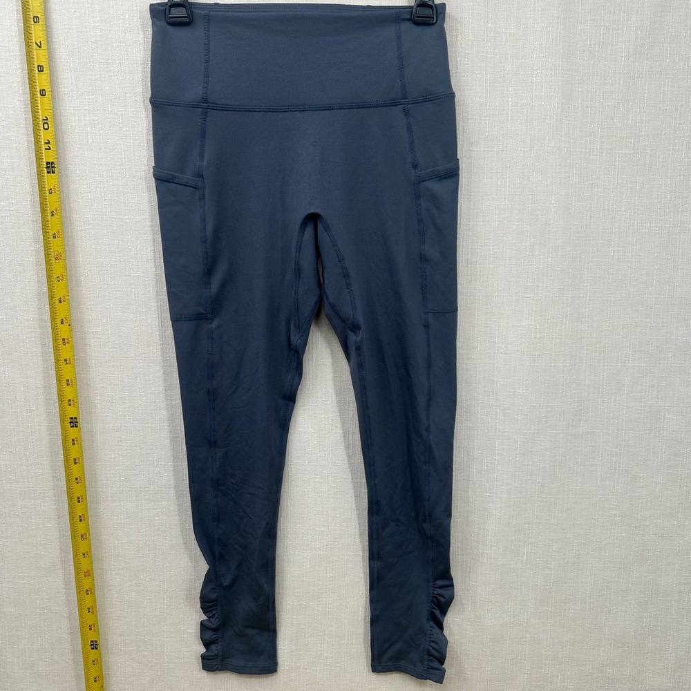 FP Movement Free People Ruffle Me Up High Rise Leggings Blue Small Ruched - Picture 2 of 13